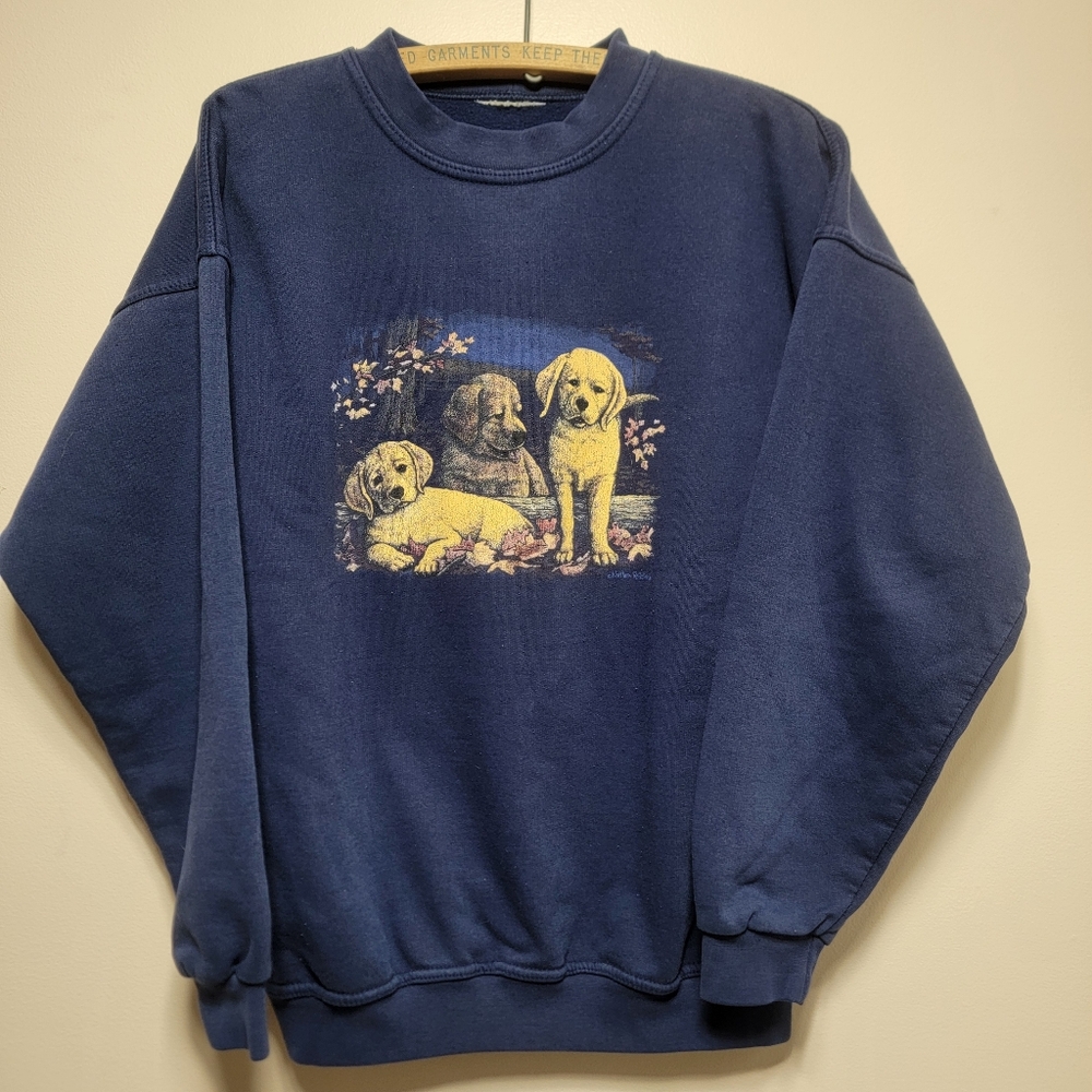 Vintage 90s Northern Reflections Puppie Dogs Pullover Sweater Large 21x26